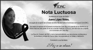 Nota Luctuosa Juana Lopez