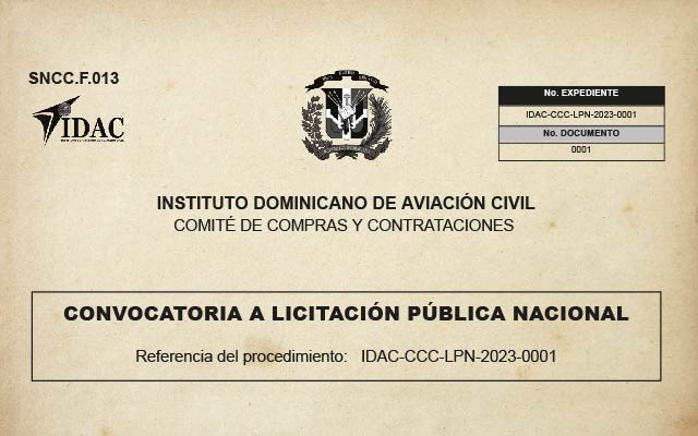 Convocatoria a Licitación Pública Nacional IDAC-CCC-LPN-2023-001