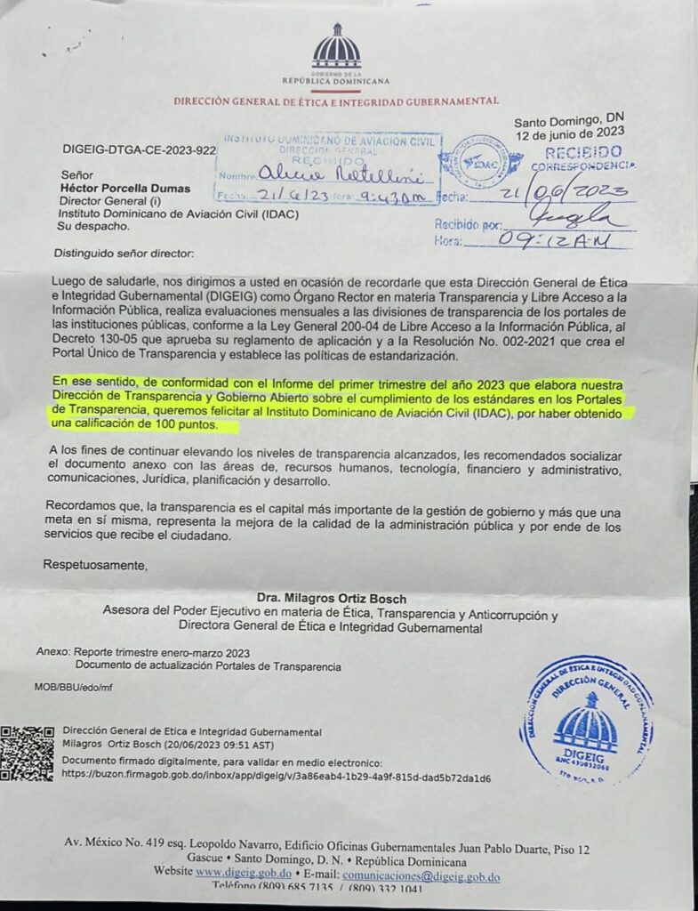 arta de la Digeig, dirigida al director del Idac Porcella