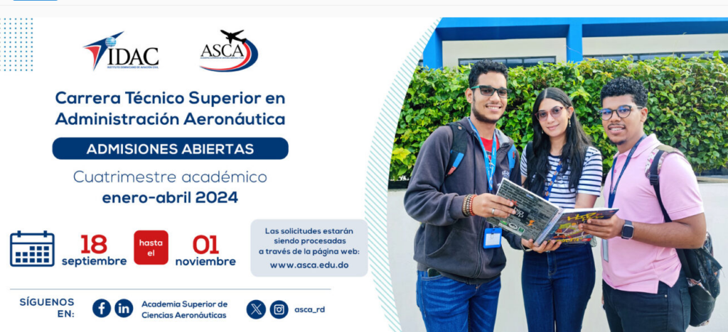 Carrera Técnico Superior en Administración Aeronáutica - Admisiones abiertas hasta 01 de noviembre